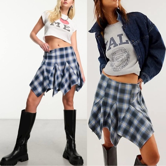 Free People Dresses & Skirts - Free People Fairy Grunge 90s Xia Tartan Plaid Mini Skirt Size Medium Shark Bite